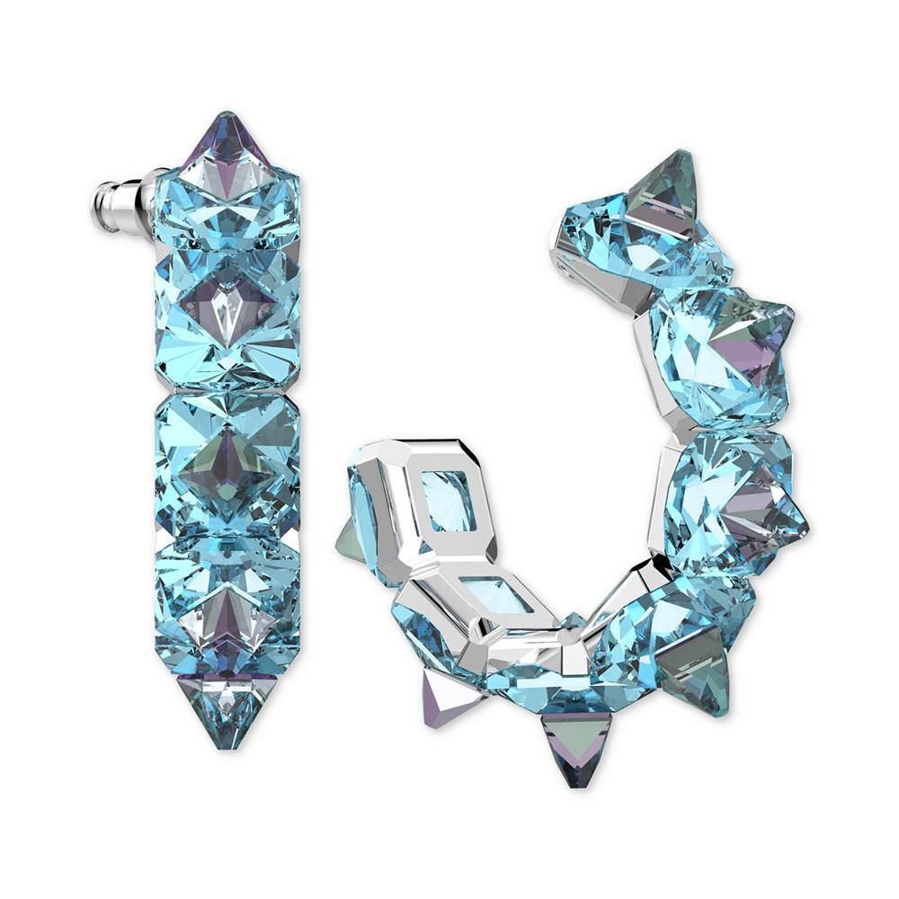 Silver-Tone Crystal-Studded C-Hoop Earrings商品第1张图片规格展示