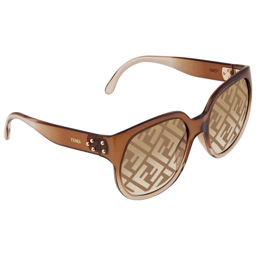 商品Fendi|Fendi Brown- Gold Square Ladies Sunglasses FF 0403/G/S 009Q 60,价格¥1235,第1张图片