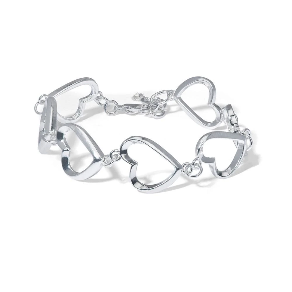 商品Macy's|Heart Link Bracelet in Silver Plate or 18k Gold Plate,价格¥449,第1张图片