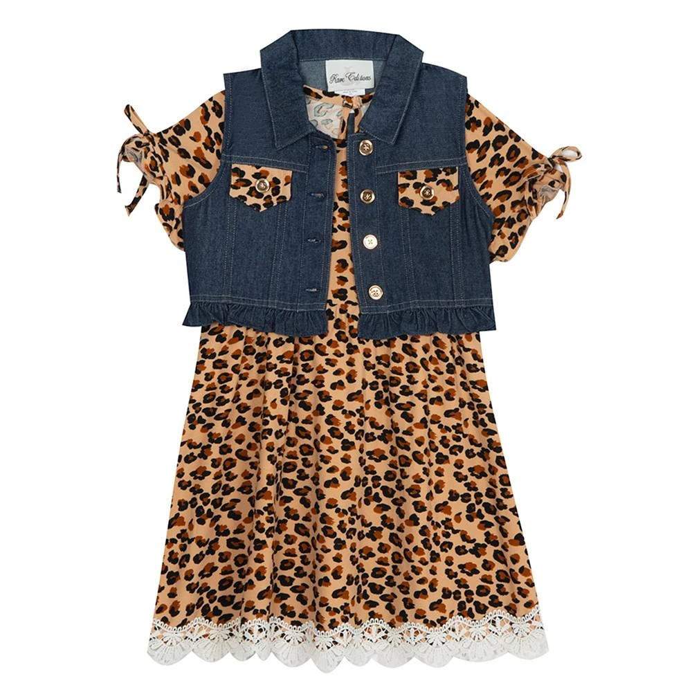 商品Rare Editions|Toddler Girls Short Sleeve Dress with Denim Vest Set, 2 Piece,价格¥324,第1张图片