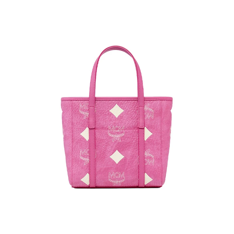 商品[国内直发] MCM|Toni 经典老花满印菜篮子  托特Tote斜挎购物袋单肩手提包 迷你 女款 玫红色 牛皮拼织物拼人造革,价格¥5256,第5张图片详细描述