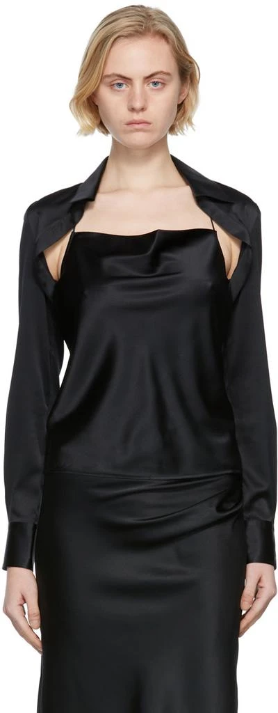 商品Helmut Lang|Black Silk Satin Blouse,价格¥1197,第1张图片