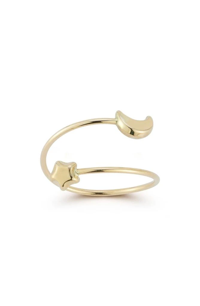 商品Ember Fine Jewelry|14K Gold Moon & Star Bypass Ring,价格¥1896,第2张图片详细描述