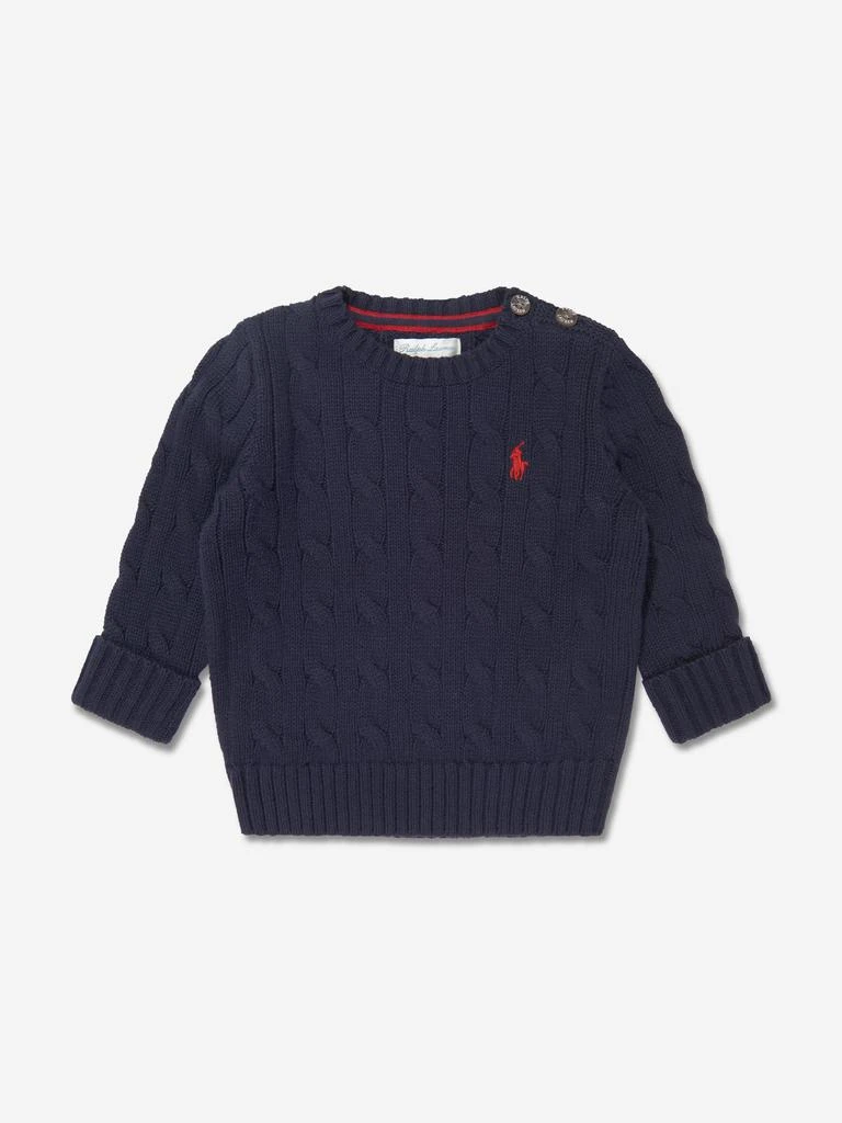 商品Ralph Lauren|Ralph Lauren Baby Boys Cable Knit Sweater in Navy,价格¥937,第1张图片