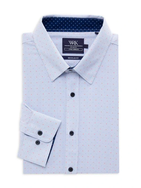 商品WRK MATERIALS|4-Way Stretch Regular Fit Pin Dot Sport Shirt,价格¥199,第1张图片