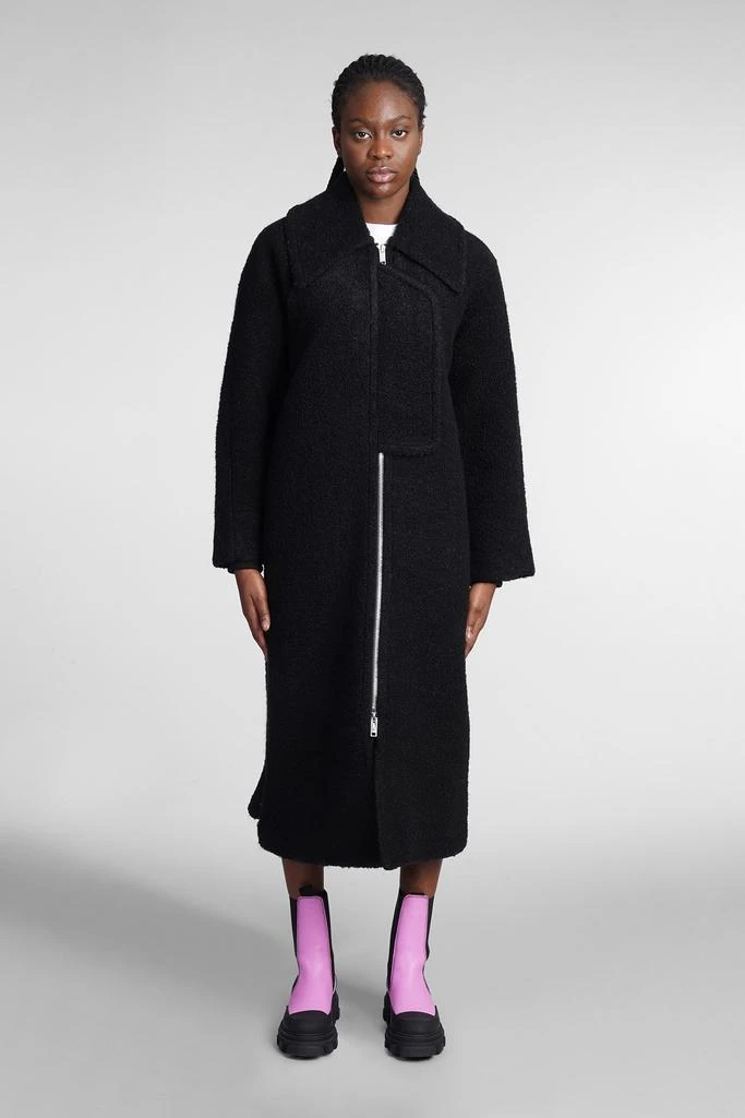 商品Ganni|Ganni Coat In Black Wool,价格¥2986,第1张图片