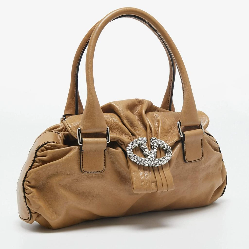 商品[二手商品] Valentino|Valentino Brown Leather Studded V Ring Shoulder Bag,价格¥2591,第3张图片详细描述