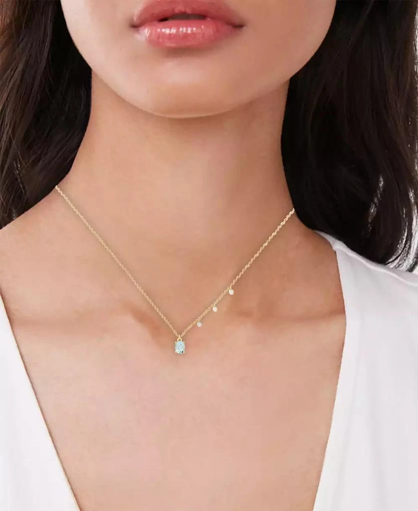 商品Macy's|Blue Topaz (3 ct. t.w.) & Lab-Grown White Sapphire (3/8 ct. t.w.) 18" Pendant Necklace in 14k Gold-Plated Sterling Silver,价格¥226,第2张图片详细描述