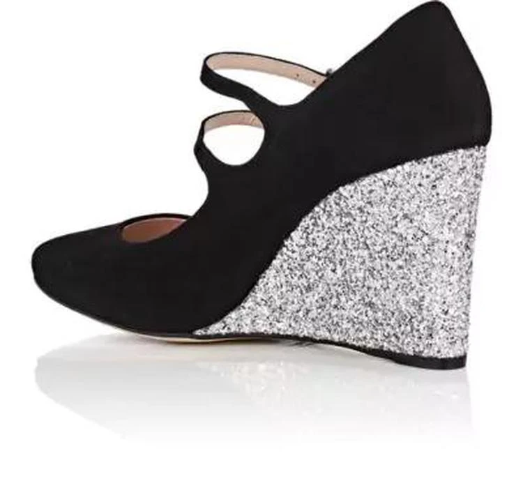 商品Miu Miu|Glitter-Wedge Mary Jane Pumps,价格¥3088,第3张图片详细描述