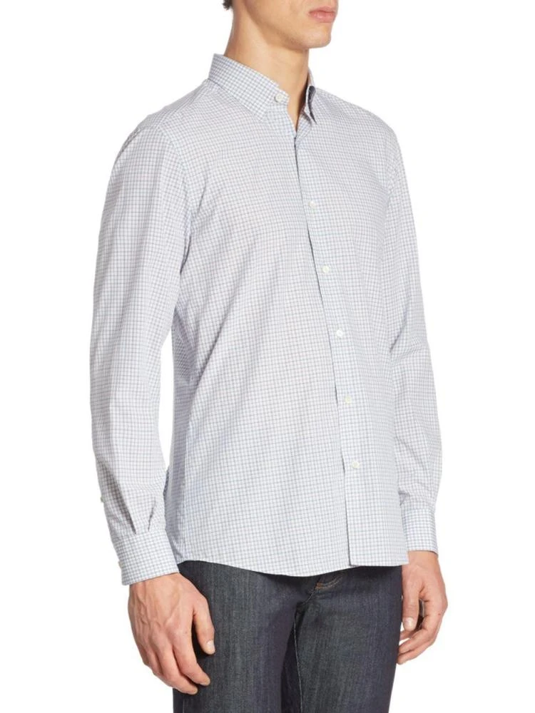 商品Zegna|Micro-Checkered Long-Sleeve Shirt,价格¥1467,第3张图片详细描述