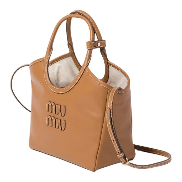 商品[国内直发] Miu Miu|缪缪 IVY 可拆卸可调节肩带刻字徽标 皮革 单肩斜挎手提包 女款 棕色,价格¥16943,第3张图片详细描述