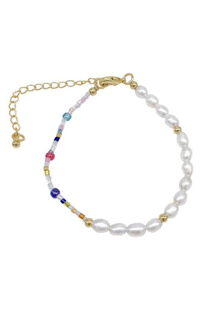 Faux Pearl and Seed Bead Chain Bracelet商品第1张图片规格展示