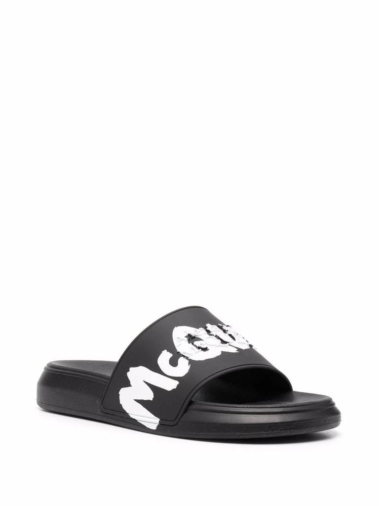 商品Alexander McQueen|Alexander McQueen Graffiti Logo Slippers Shoes,价格¥1601,第5张图片详细描述