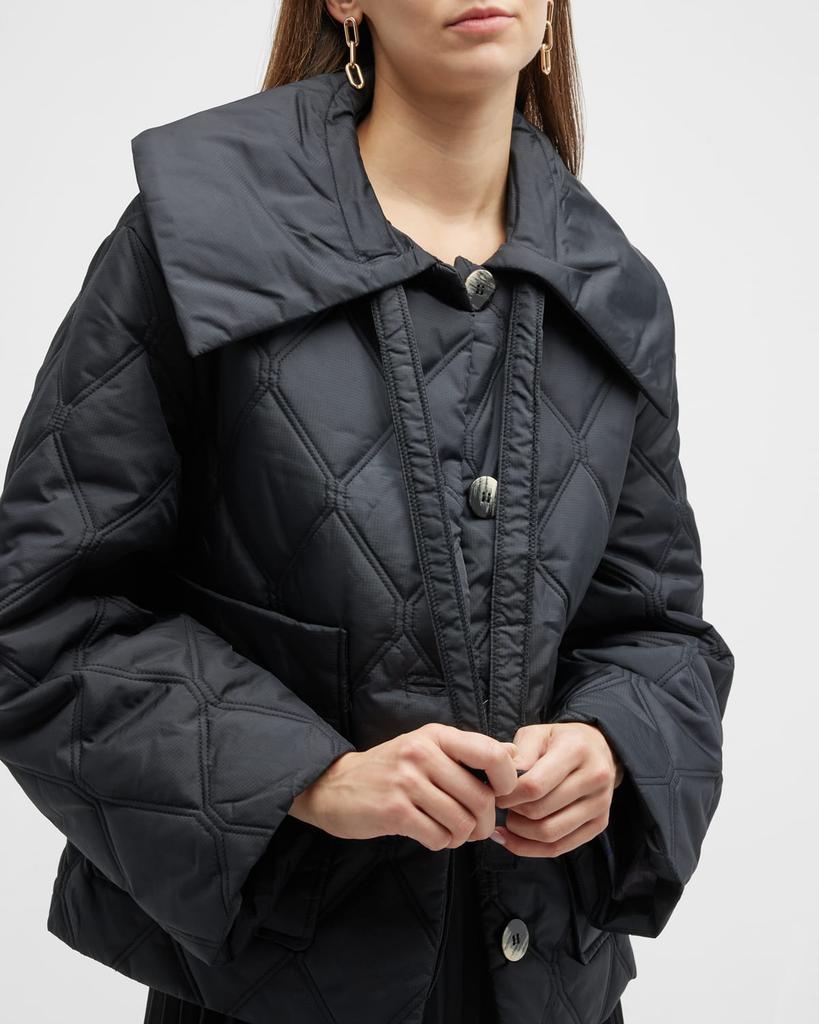 Quilted Oversized Collar Jacket商品第7张图片规格展示