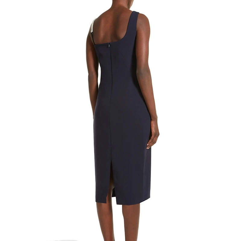 商品Max Mara|【预售3-7天】麦丝玛拉 22年早春新款 ALSAZIA系列 女士深蓝色醋酸纤维混纺单肩剪裁连衣裙6221082406005,价格¥38758,第6张图片详细描述