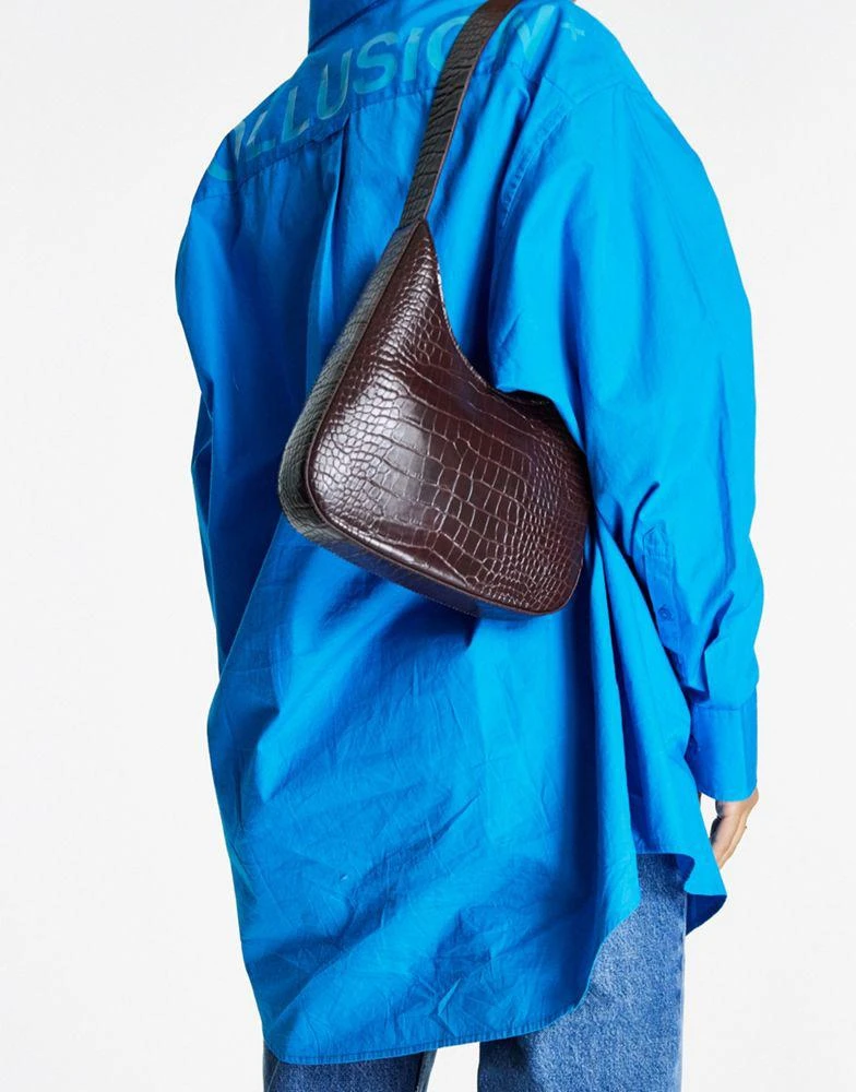商品ASOS|ASOS DESIGN angled shoulder bag with buckle in brown croc,价格¥118,第2张图片详细描述
