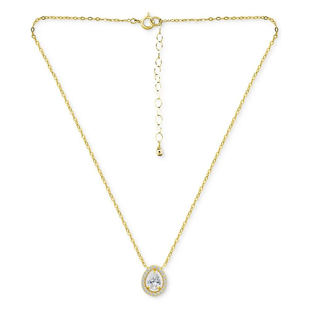 商品Giani Bernini|Cubic Zirconia Pear Halo Pendant Necklace in 18k Gold-Plated Sterling Silver, 16" + 2", Created for Macy's,价格¥484,第3张图片详细描述