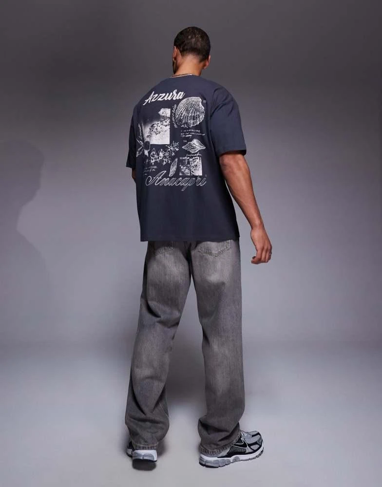 商品ASOS|ASOS DESIGN oversized t-shirt with scenic graphics in charcoal,价格¥187,第4张图片详细描述