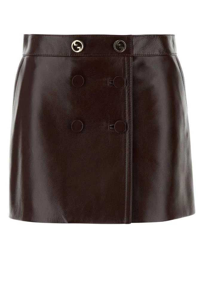 商品Gucci|BURGUNDY LEATHER MINI SKIRT,价格¥15283,第1张图片
