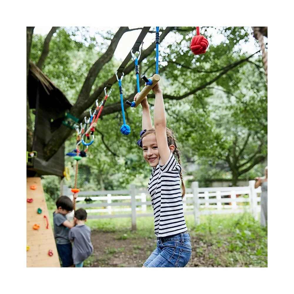 商品Outsunny|Kids Climbing Obstacle Course Set w/ Monkey Bars, Swing, Climbing Rope,价格¥625,第2张图片详细描述