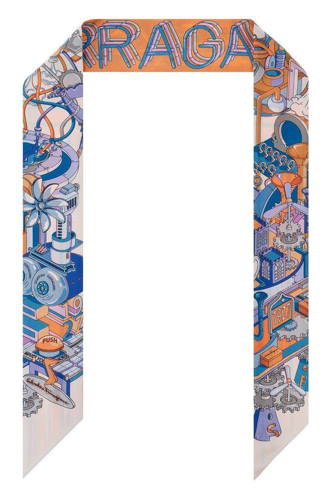 商品Salvatore Ferragamo|Salvatore Ferragamo Graphic Printed Scarf,价格¥735,第1张图片