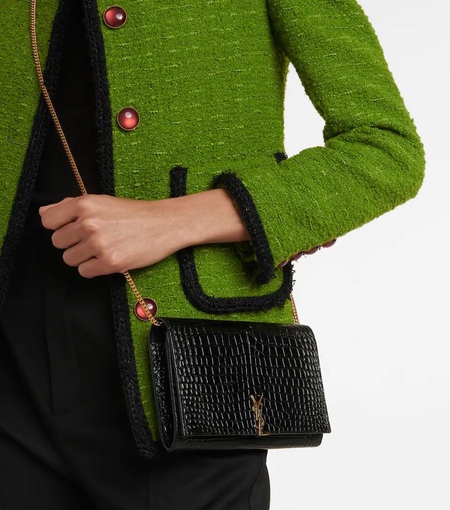 商品Yves Saint Laurent|Croc-effect leather wallet on chain,价格¥9142,第4张图片详细描述