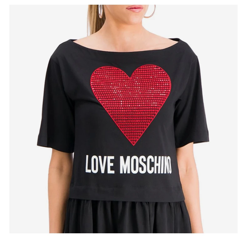 商品Love Moschino| 女士黑色红心形印连衣裙 W5B0001-M3517-C74,价格¥1223,第6张图片详细描述