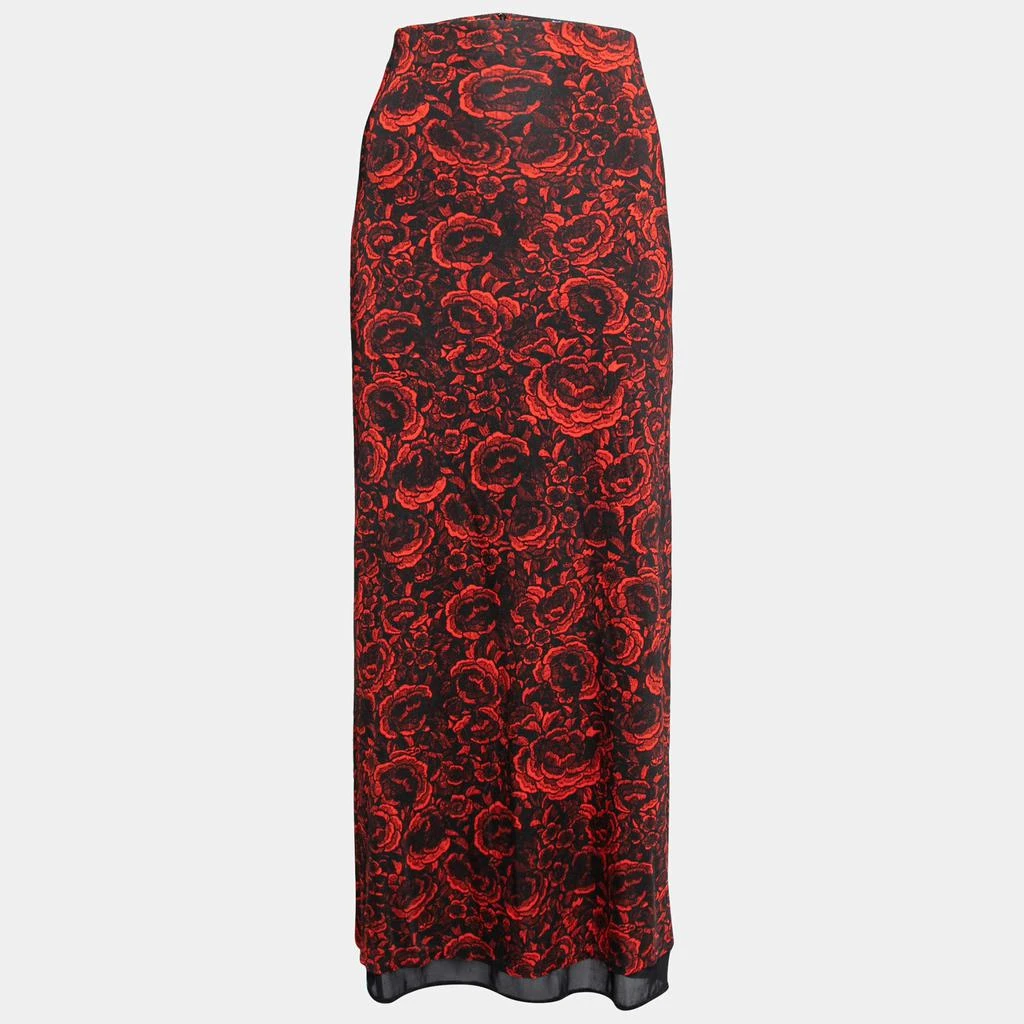 商品[二手商品] Just Cavalli|Just Cavalli Red & Black Floral Printed Jersey Midi Skirt XL,价格¥1196,第1张图片