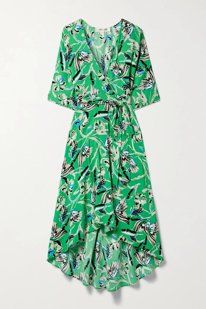 商品Diane von Furstenberg|Eloise 不对称花卉印花弹力绉纱裹身连衣裙  - US4,价格¥2211,第1张图片