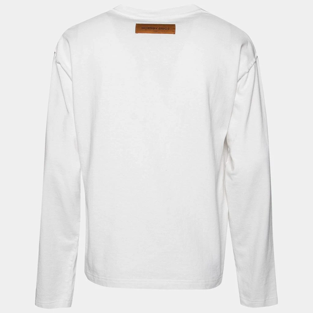 商品[二手商品] Louis Vuitton|Louis Vuitton White Cotton Logo Embroidered Long Sleeve T-Shirt M,价格¥2975,第2张图片详细描述