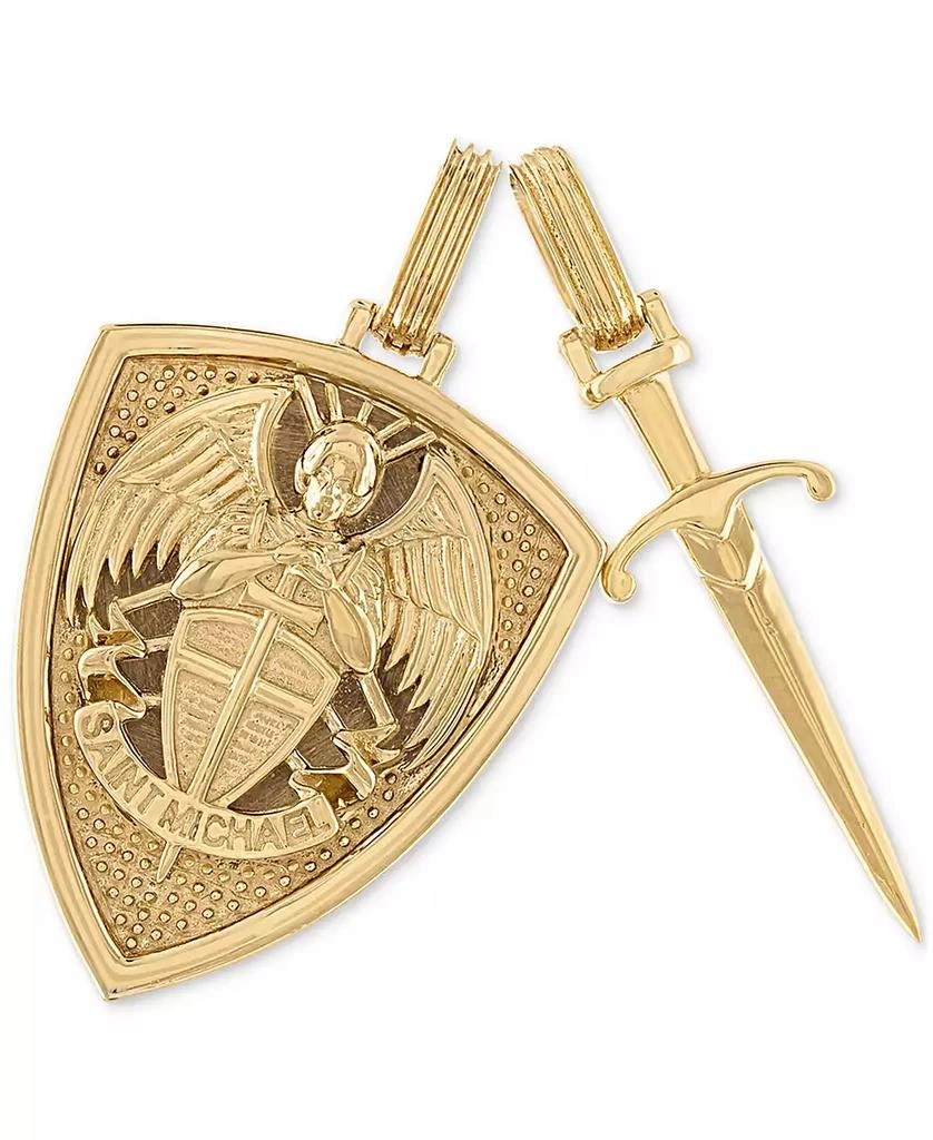 商品Esquire Men's Jewelry|2-Pc. Set Saint Michael Shield & Sword Amulet Pendants in 14k Gold-Plated Sterling Silver, Created for Macy's,价格¥962,第1张图片