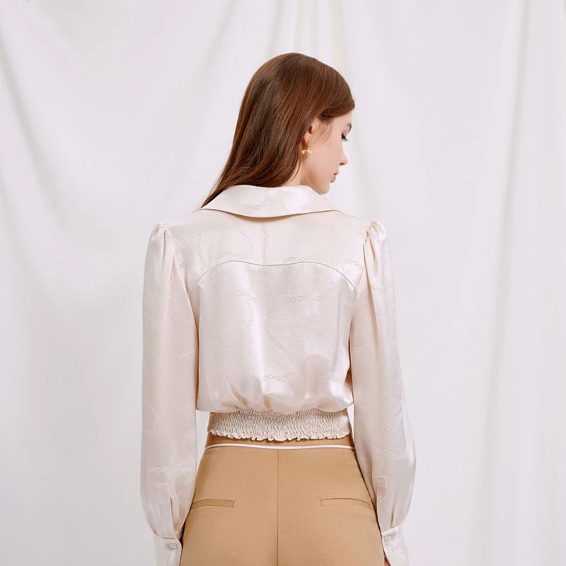 Briella香槟色缎面链条印花复古衬衫 | Briella Blouse - Champagne 商品