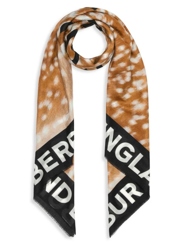商品Burberry|Doe Print Silk-Blend Square Scarf,价格¥1820,第1张图片