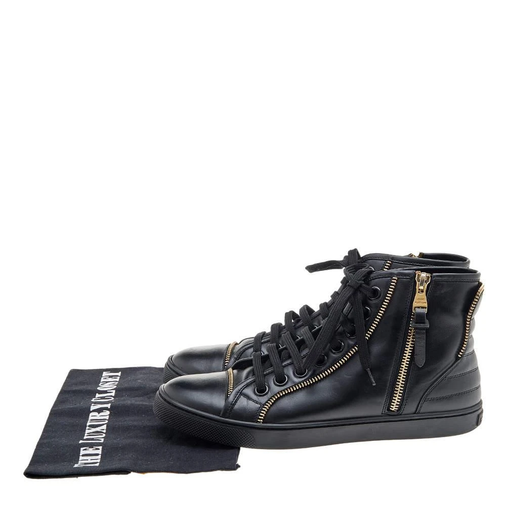 Louis Vuitton Black Leather Zip Detail High Top Sneakers Size 36.5 商品