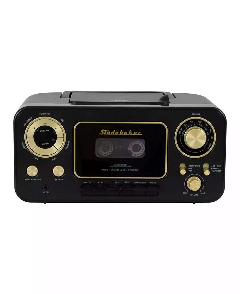 商品Studebaker|SB2135BG Portable CD Player with AM/FM Radio and Cassette Player/Recorder,价格¥710,第2张图片详细描述