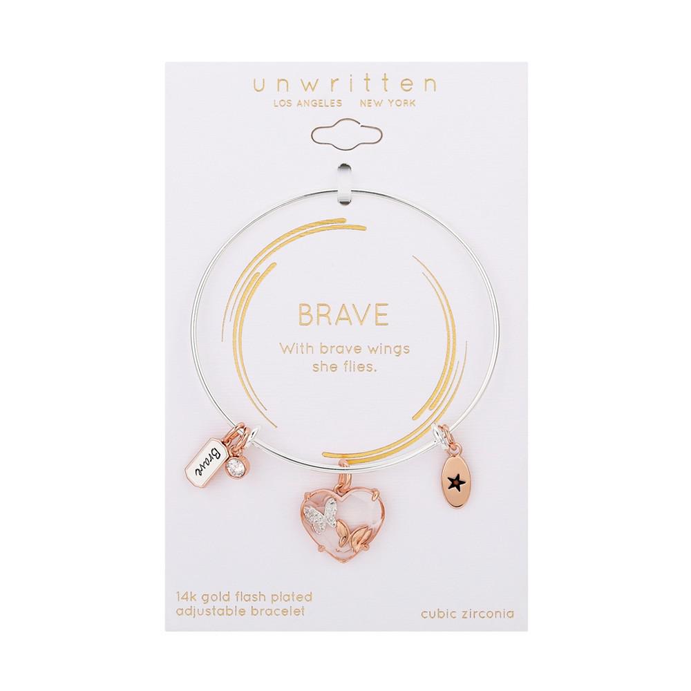 Cubic Zirconia "Brave" Butterfly Charm Bangle商品第2张图片规格展示