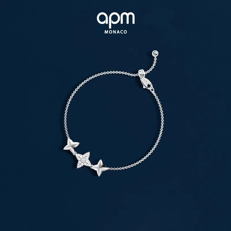 商品apm Monaco|APM Monaco 三流星手链高级感个性气质手饰 手链 银白色 AB5402OX,价格¥1255,第1张图片
