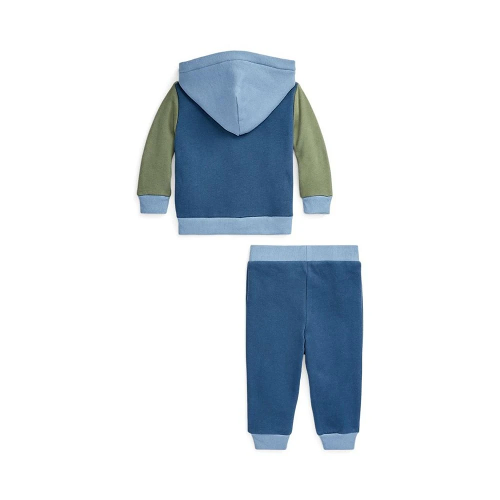 商品Ralph Lauren|Baby Boys Color-Blocked Fleece Hoodie and Pants Set,价格¥270,第2张图片详细描述