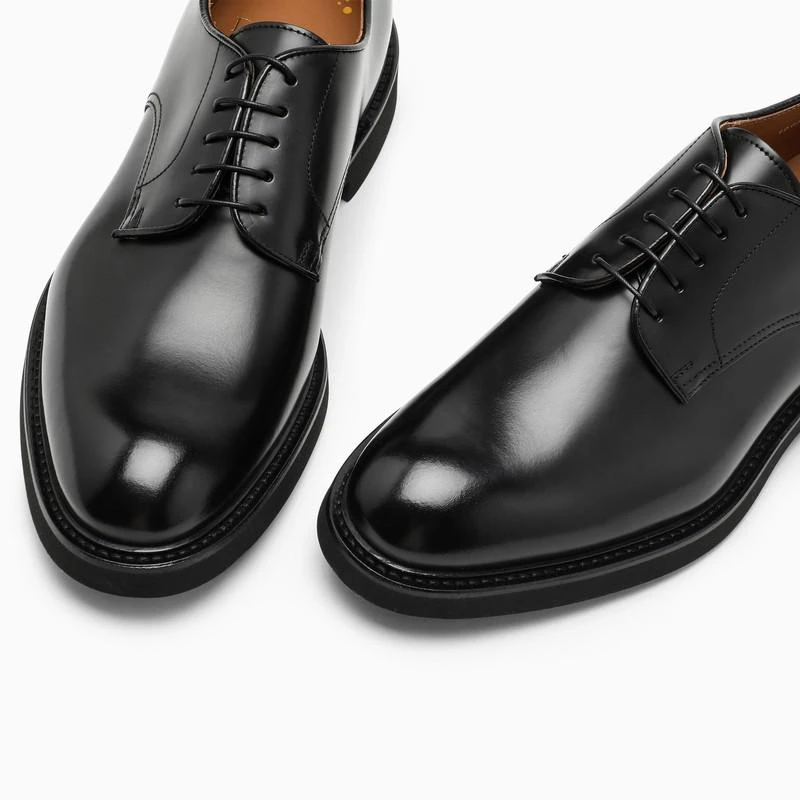 Black brushed-leather derby shoes 商品