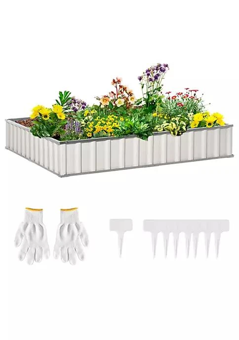 商品belk|8X3ft Metal Raised Garden Bed Diy Large Steel Planter Box No Bottom W  A Pairs Of Glove For Backyard Patio To Grow Vegetables Herbs And Flowers White,价格¥904,第1张图片