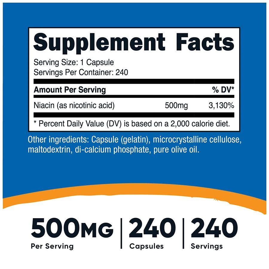 商品Nutricost|Vitamin B3 (Niacin) Capsules 500 mg,价格¥125,第4张图片详细描述