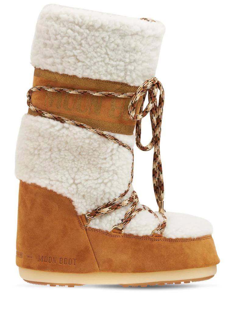 商品Moon Boot|Tall Icon Shearling & Suede Moon Boots,价格¥3212,第1张图片