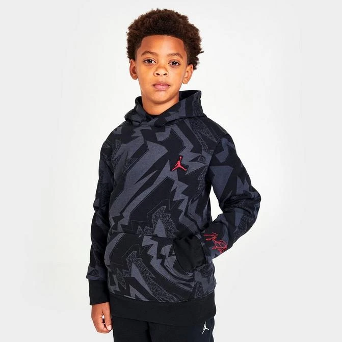 商品Jordan|Kids' Jordan Essentials Allover Print Fleece Pullover Hoodie,价格¥262,第1张图片