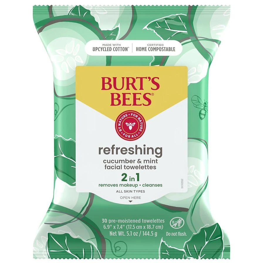 商品Burt's Bees|Refreshing Facial Towelettes with Cucumber & Mint Cucumber & Mint,价格¥47,第1张图片