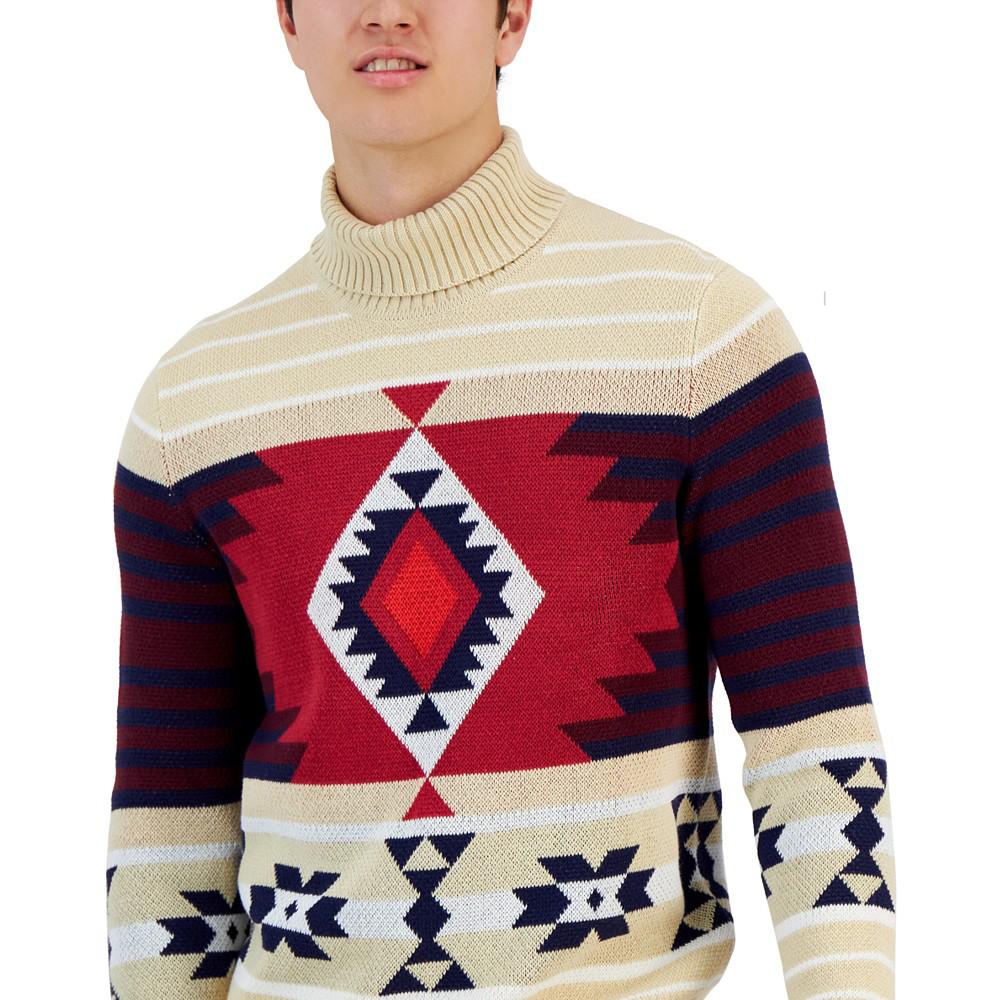 Men's Chunky Fair Isle Turtleneck Pullover Sweater, Created for Macy's商品第3张图片规格展示