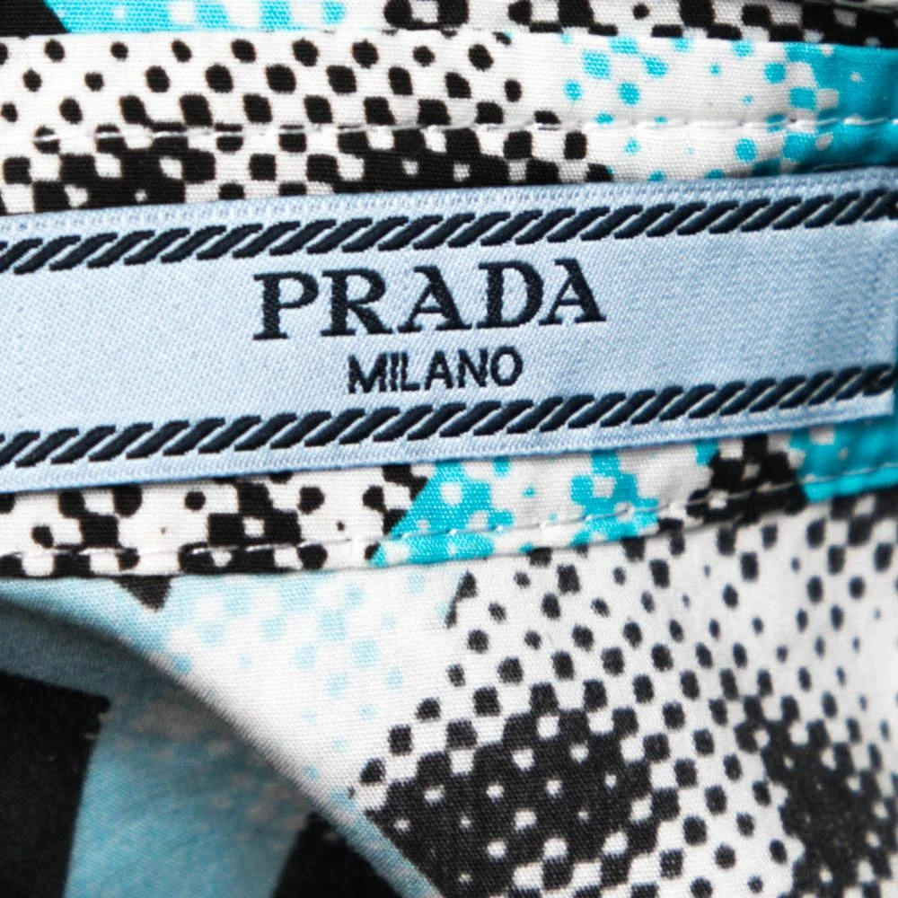 商品[二手商品] Prada|Prada Multicolor Cotton Printed Pocket Detail Button Front Shirt M ,价格¥908,第5张图片详细描述