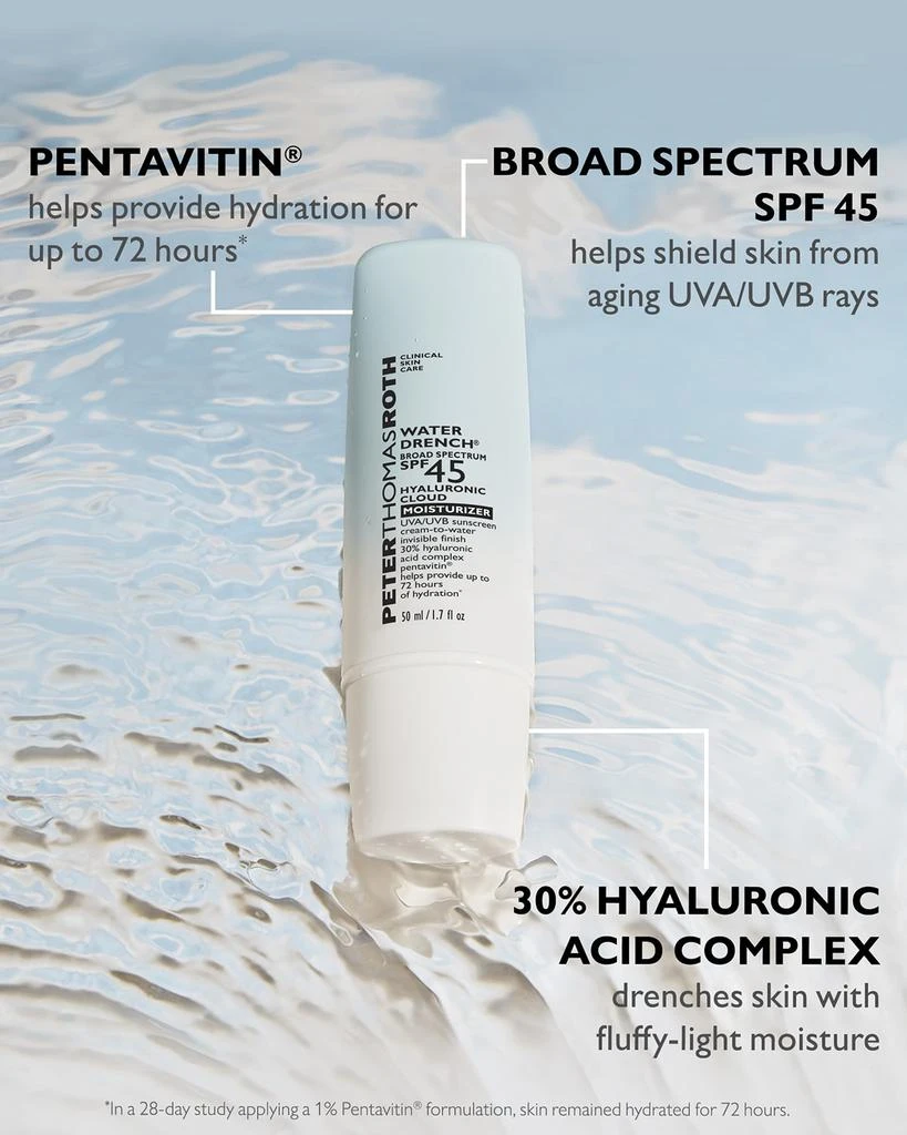 商品Peter Thomas Roth|Water Drench Broad Spectrum SPF 45 Hyaluronic Cloud Moisturizer, 1.7 oz.,价格¥425,第4张图片详细描述