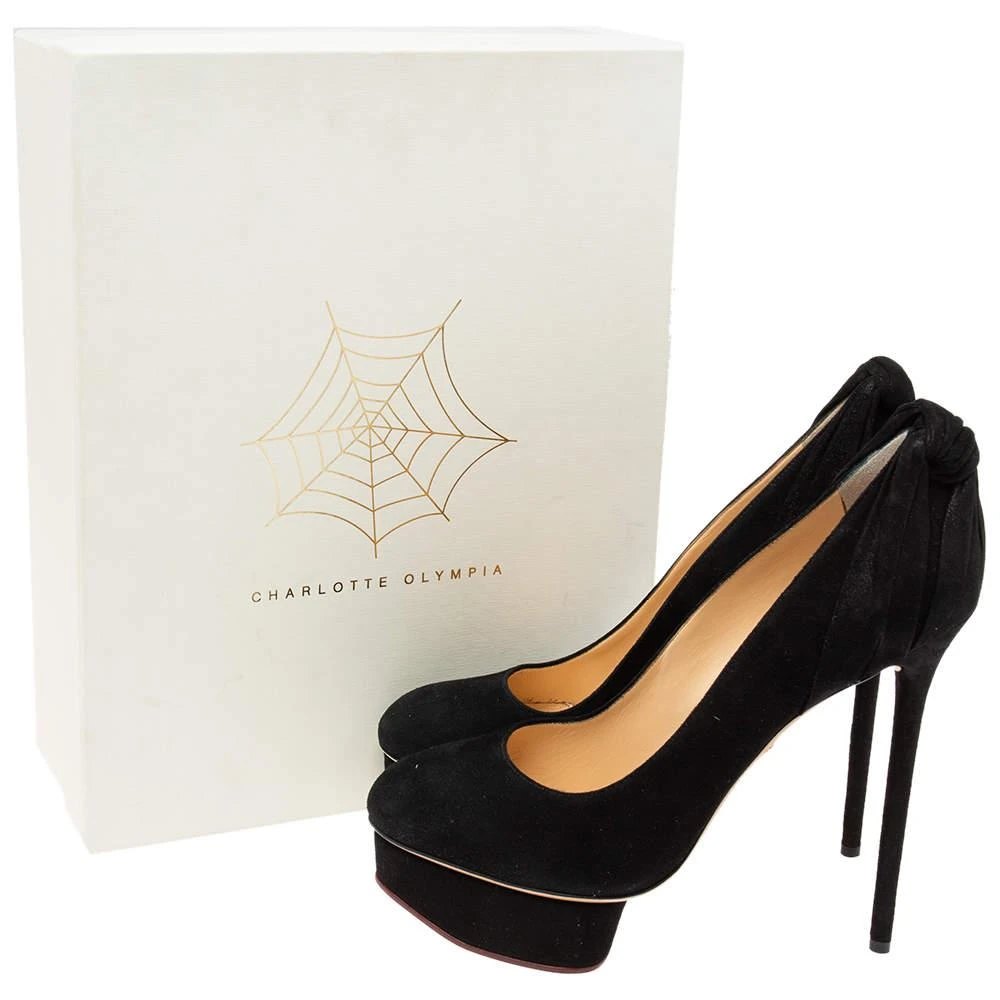 Charlotte Olympia Black Suede and Fabric Eccentric Josephine Knot Pumps Size 41 商品