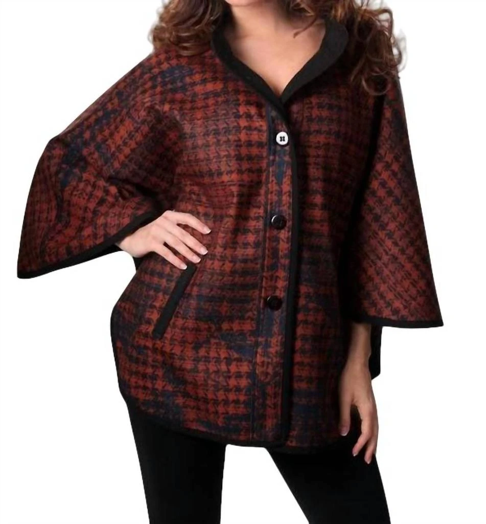 商品ANGEL|Houndstooth Cocoon Cape In Brown/black,价格¥962,第1张图片