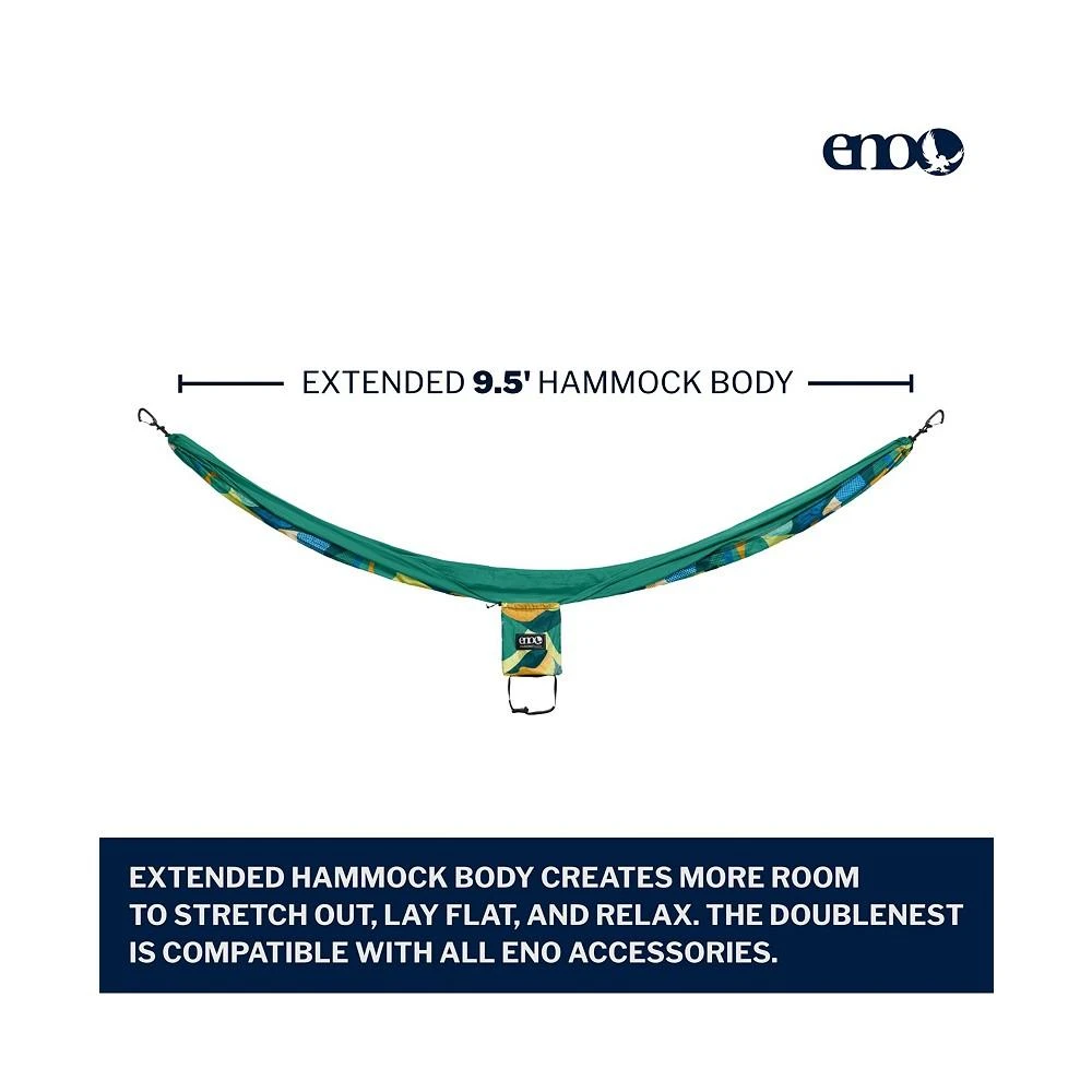 商品ENO|DoubleNest Hammock - Lightweight, Portable, 1 to 2 Person Hammock - For Camping, Hiking, Backpacking, Travel, a Festival, or the Beach - Retro/Emerald,价格¥632,第2张图片详细描述